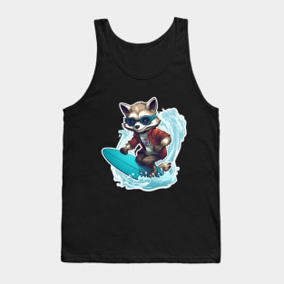 Raccoon Surfing - Raccoon Beach Tank Top